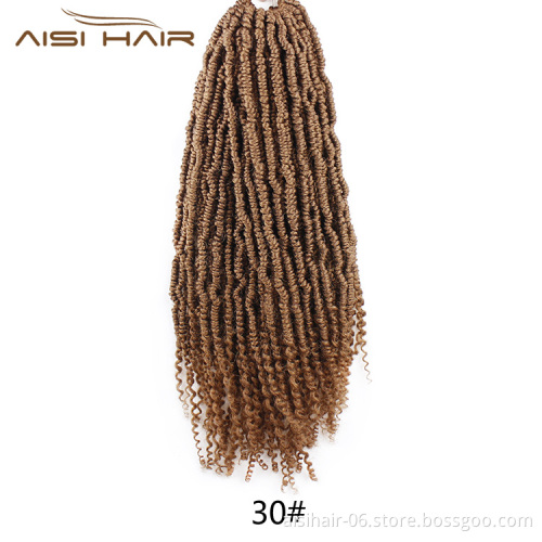 Aisi Hair 14 Inch 24 Strands Bomb Kinky Twist Crochet Hair Synthetic Fluffy Hair Extension Nubian Twist Braiding Hairpieces